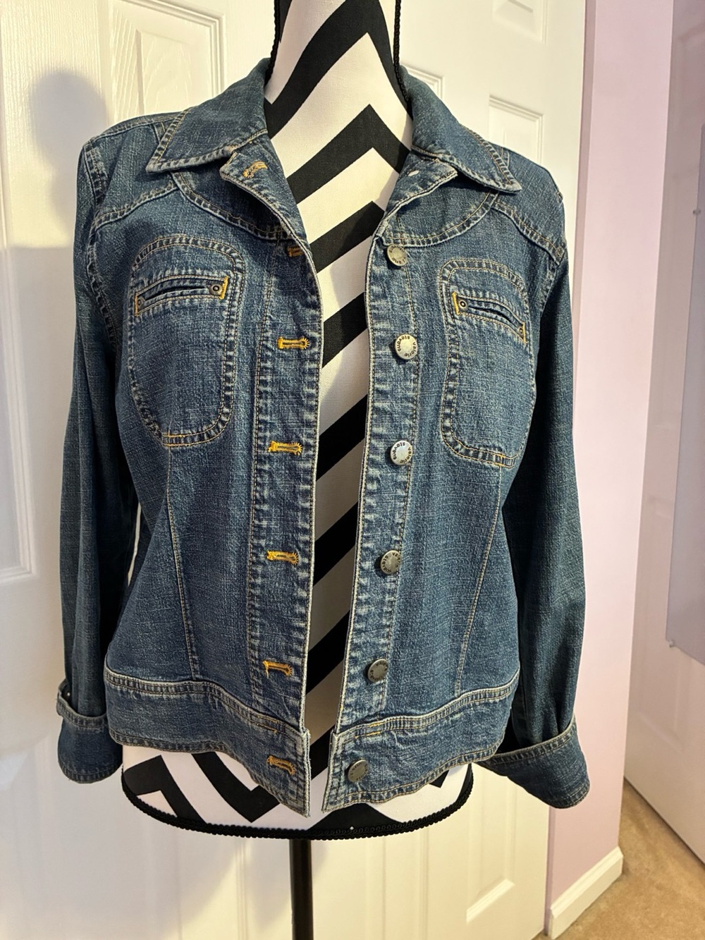 Valerie Stevens Classic Blue Denim Jacket with Contrast Stitching
